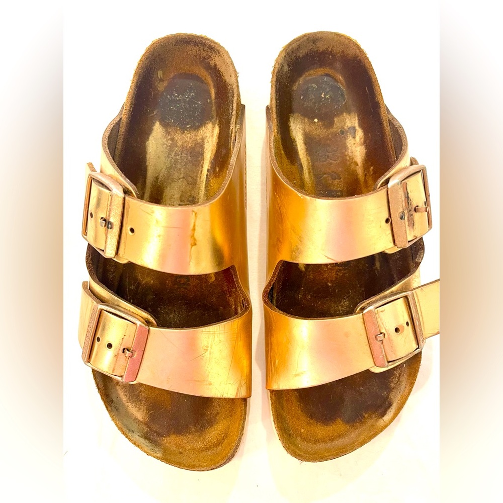 Birkenstock Rose Gold Double Strap Sandals - Picture 1 of 11